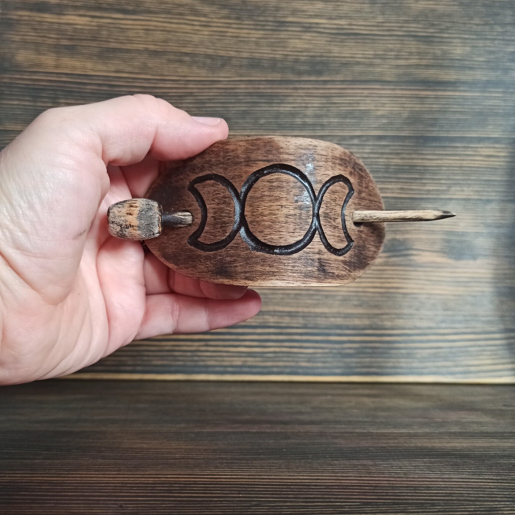 Wood barrette Hair slide Wooden hair clip Oval Stick barrette Etsy