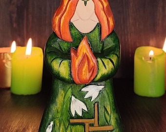 Brigid Brigit Imbolc Wheel of the year Saint Cross Sabbat Goddess Statue Pagan Wicca Wiccan Altar Sheep Snowdrop