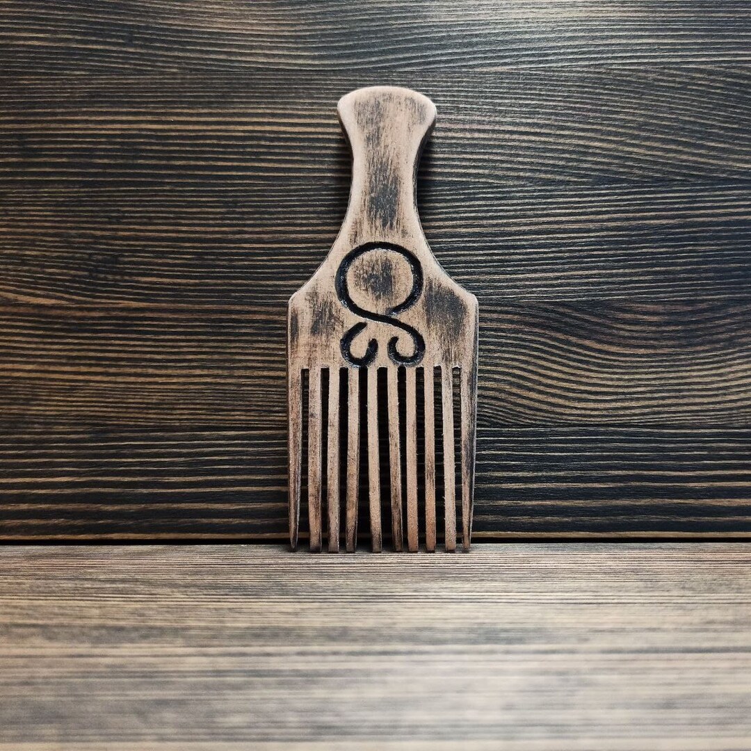 Viking Beard Comb – Wooden Beard Comb With Troll Cross and Othala Rune ...