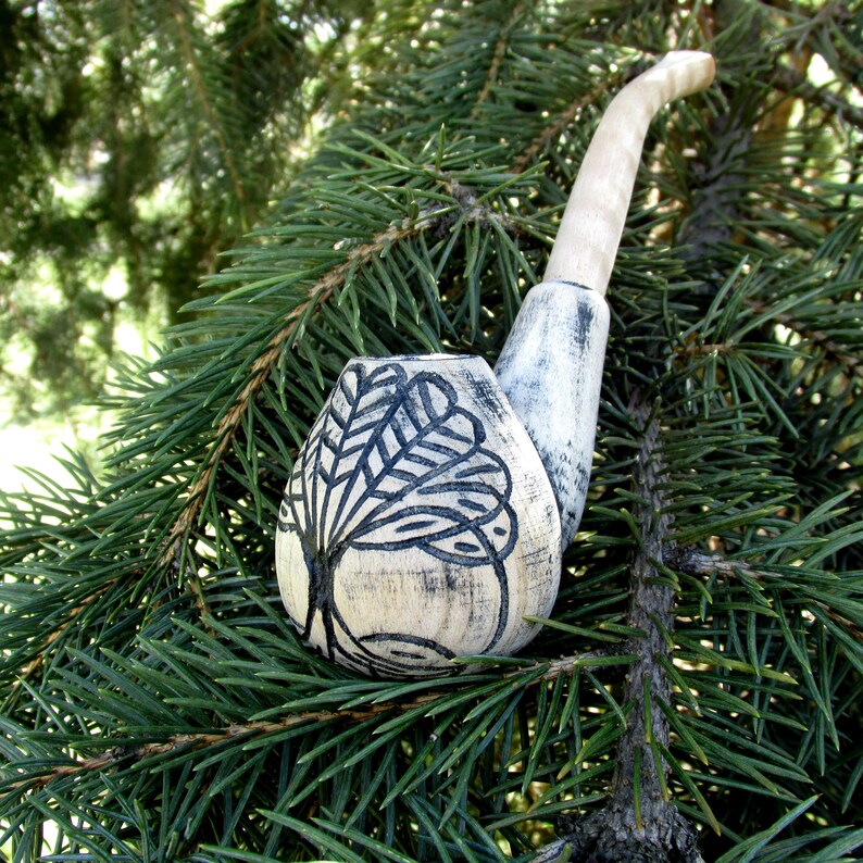 Tobacco Viking pipe Yggdrasil Wood ceremonial pipe for smoking Etsy