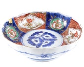 Kintsugi, Japanese Imari Bowl, 22K Real Gold Restoration, Japanese Antique Ceramic, Wedding Anniversary Gift.