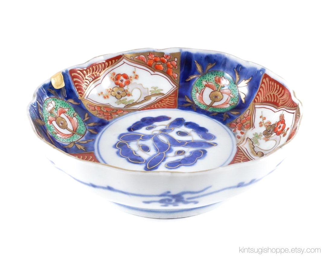 Kintsugi Japanese Imari Bowl 22K Real Gold Restoration - Etsy