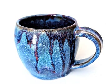 Handmade Blue Pottery Mug: Large 16 oz Ceramic Coffee Mug