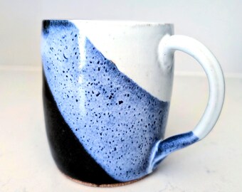 Handmade Tricolor Ceramic Coffee Mug: Large 16 oz Pottery Mug