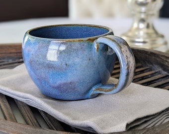 Handmade Blue Ceramic Mug, Colorful Pottery Mug, Blue Coffee Mug, Latte Mug, Handmade Stoneware Mug, Coffee Cup 17 oz Mug Coffee Lovers Gift