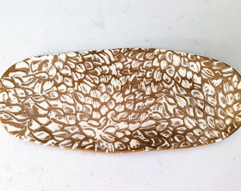 Decorative Serving Tray, Handmade Ceramic Textured Platter, Serving Tray, Appetizer Platter, Hostess Gift