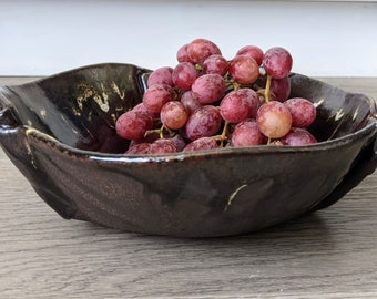 Organic Farmhouse Bowl, Dark Brown Handmade Pottery Bowl, Free Form Bowl, Rustic Bowl, Vegetable Bowl, Serving Bowl