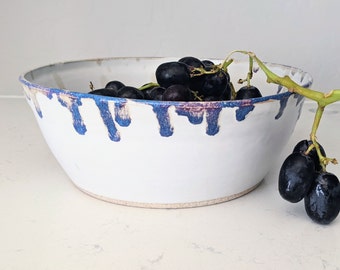 Decorative White Bowl, Ceramic Salad Bowl, Matte White Bowl, Fruit Bowl, Wheel Thrown Pottery Bowl