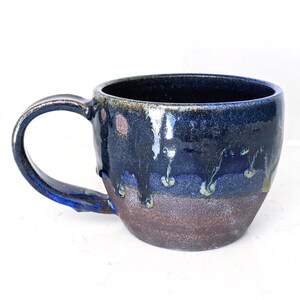 Latte Mug, Rustic Blue Pottery Mug, Large Mug, Wide Mug, 16 oz. Mug, Handmade Mug, Coffee Mug, Soup Mug, Ceramic Mug, Organic Mug