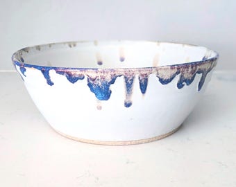 Decorative Matte White Ceramic Bowl, Salad Bowl, Serving Bowl, Fruit Bowl, Handmade Wheel Thrown Pottery Bowl