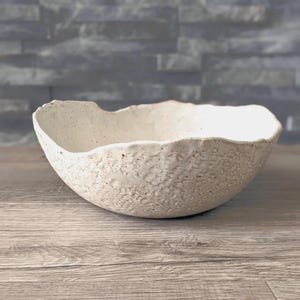Handmade Organic Ceramic Bowl, Off White Cream Textured Pottery Bowl, Freeform Rustic Serving Bowl