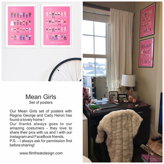 Mean Girls Set Of 2 Minimalist Movie Posters Print All Clothes Fashion Of Regina George And Cady Heron Gift For Her Gift For Boyfriend