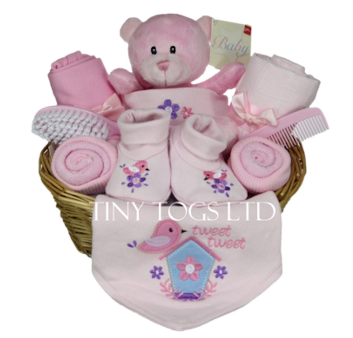 Handmade Newborn Baby Girl Gift Basket with Cute Teddy Etsy