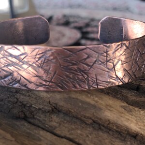 Handmade textured copper cuff