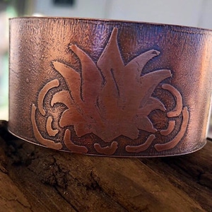Copper Lotus flower cuff