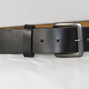 Cinturón de cuero de grano completo Horween Chromexcel negro de 1 1/2 pulgadas de ancho