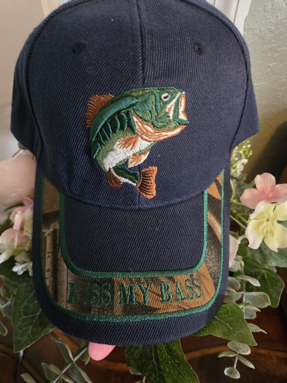 Kiss my bass hat, kiss my bass, father, dad, fishing hat, fish, father's gift