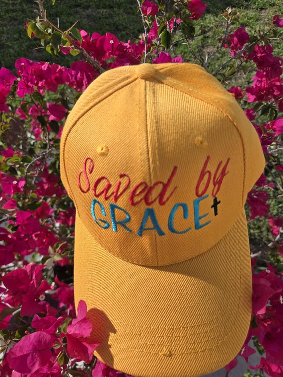 Save by grace hat, embroidered hat, believe, cross, Christian gift, believe hat, believe, faith gift
