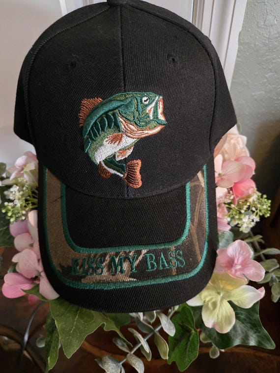 Kiss My Bass Fishing Hat: Dad Gift, 100% Cotton