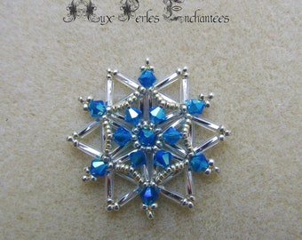 Beading pattern, beading tutorial, beading Crystal snowflake, beadwork, beading instructions, Christmas, ornament