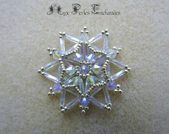 Beading pattern, beading tutorial, beading Crystal snowflake pendant, beadwork, beading instructions, Christmas, ornament