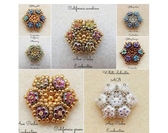 Beading kit, beading pattern, beading tutorial, Beaded Forget me not flower earrings, kit instructions and materials,