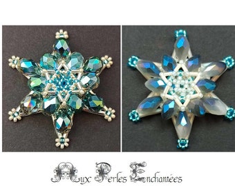 Beading kit, beading pattern, beading tutorial,Beaded faceted glass drops snowflake star, kit instructions and materials,