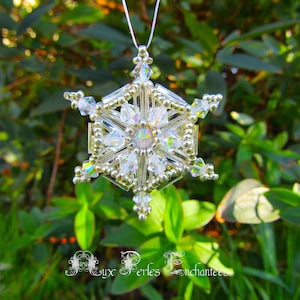 Beading pattern, beading tutorial, beading Crystal snowflake 1, beadwork, beading instructions, Christmas, ornament