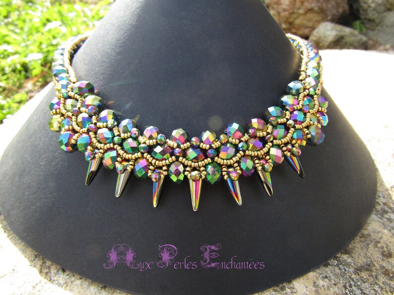 Beading Kit, Beading Pattern, Beading Tutorial,beaded Spiky Necklace