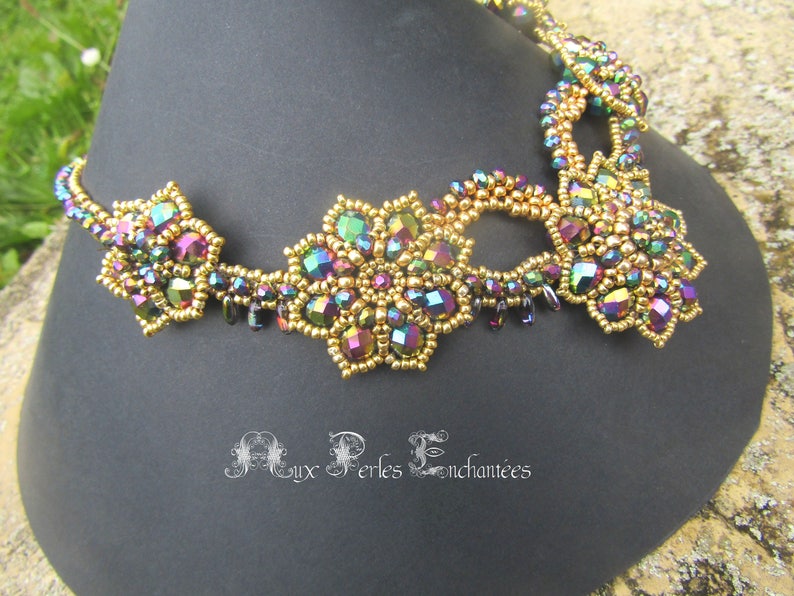 Beading pattern, beading tutorial, beaded necklace, beaded Calypso necklace tutorial, beadwork, beading instructions image 3