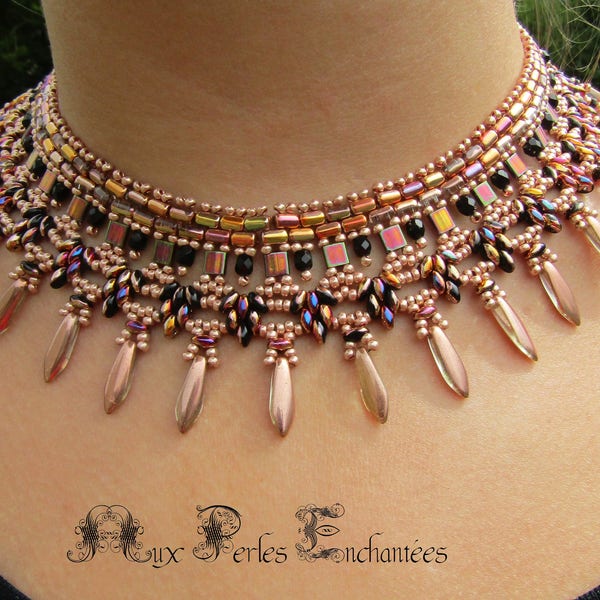 Beading pattern, beading tutorial, beading instructions, beaded necklace, beaded Aztec necklace tutorial, beadwork, beading instructions