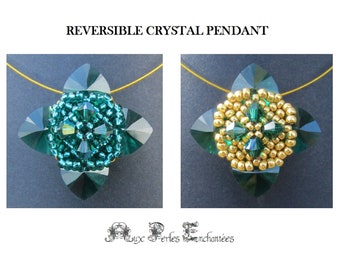 Beading pattern, beading tutorial, beading Reversible crystal clover pendant, pendant, instructions, beadwork, beading instructions, crystal