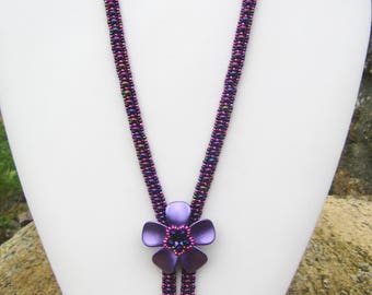 Beading pattern, beading tutorial, beading instructions, beaded necklace, beaded purple iris necklace tutorial, beadwork,