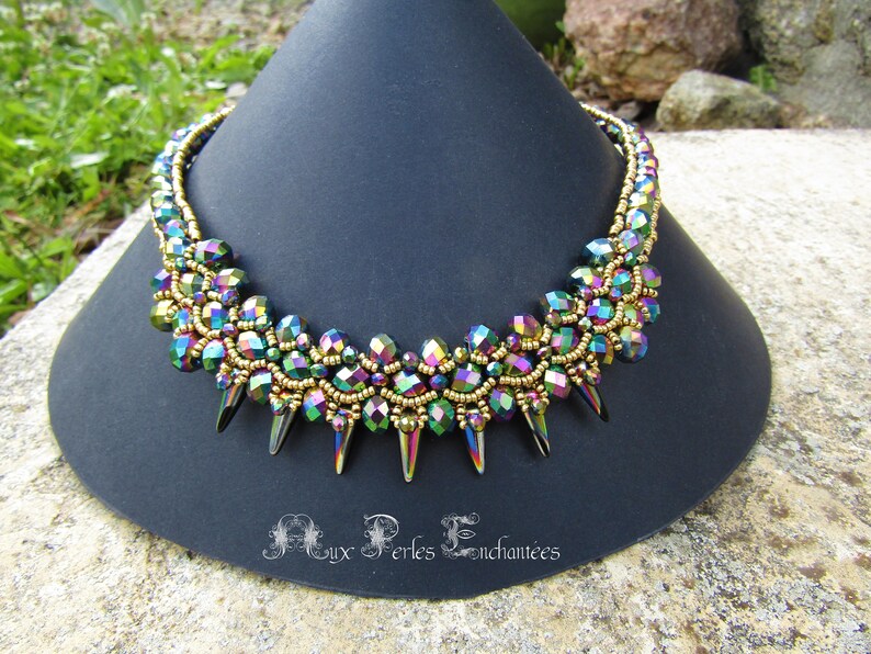 Beading Kit, Beading Pattern, Beading Tutorial,beaded Spiky Necklace