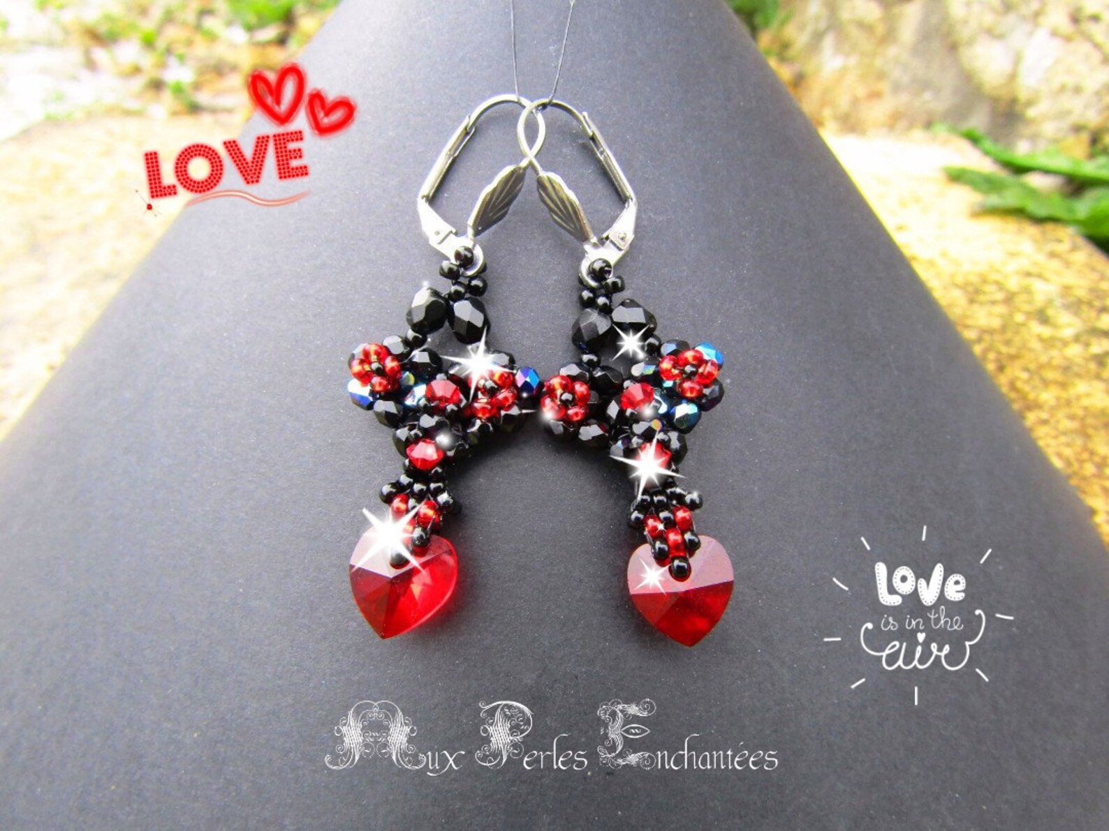 Beading pattern beading tutorial beading Hearts earrings Etsy