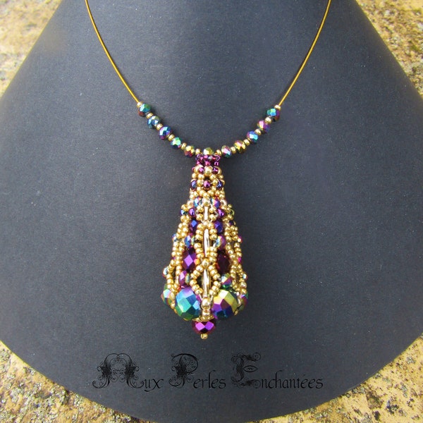 Beading pattern, beading tutorial, beading Aurore pendant,pendant, instructions, beadwork, beading instructions