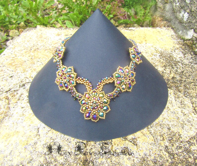 Beading pattern, beading tutorial, beaded necklace, beaded Calypso necklace tutorial, beadwork, beading instructions image 2