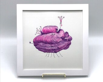 Poofy Arista Original Framed Art (8x8)