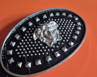 Cinturón vintage de cuero con tachuelas de cabeza de Medusa de Gianni Versace