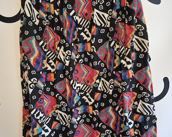 Vintage 80s colourful abstract patterned skirt
