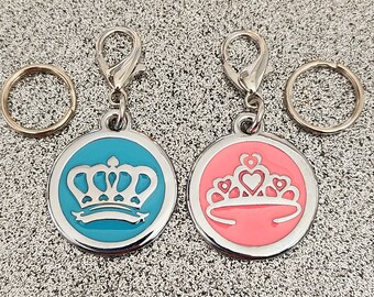 Prince or Princess dog or cat ID tag, laser engraved. 25mm.
