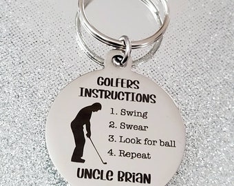 Golfing Keyring. With optional message on the back.