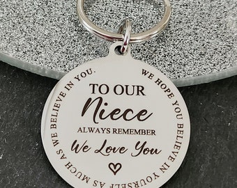 Niece/ Nephew keyring,  the back can be personalised.