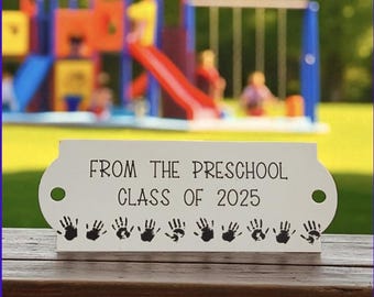 Bench / memorial / gate / door plaque with custom engraved design. 10x6cm or 8x3cm. 304 Steel. Teacher, class gift. Preschool