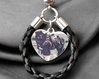 Horse hair / tail woven necklace with optional engraved heart pendant.