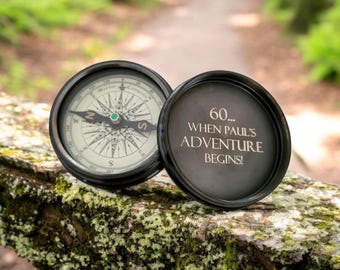 Beautiful brass personalised engraved compass. Walking, sailing, hiking gift.