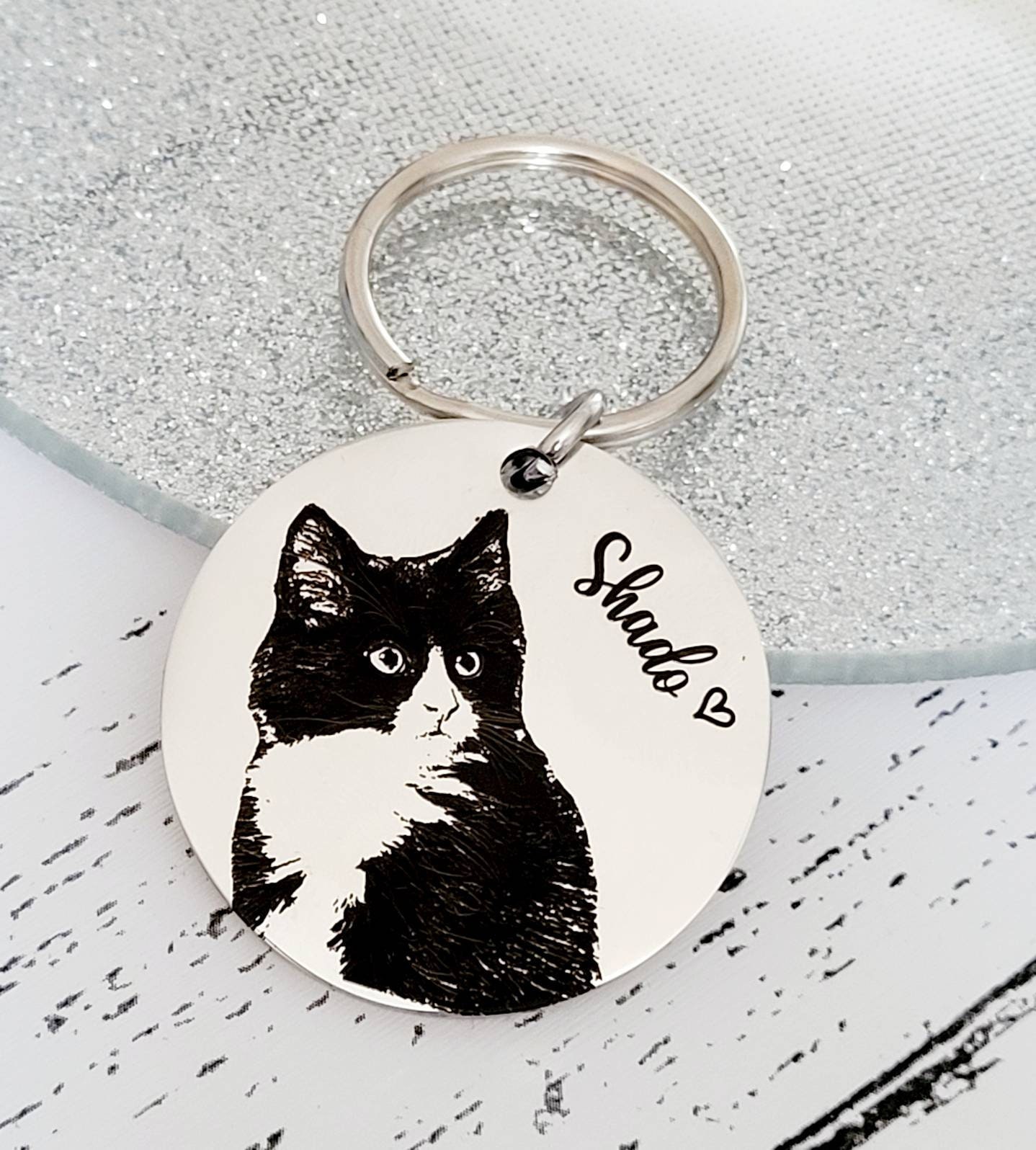 Cutout Pet Keyring, Personalised Colour Dog, Cat, Photo Keychain Stainelss Steel