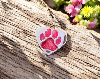 Cremation Ashes or Hair memorial paw charm to fit snake chain or pandora style bracelet. Engraved on the back. 40 colours to choose from.