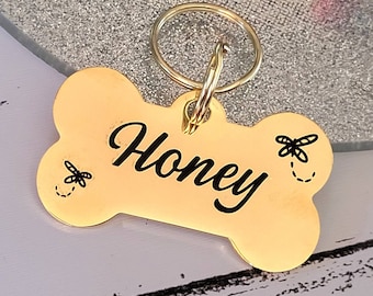 Dragonfly design bone pet tags laser engraved, available in silver, gold and rose gold.