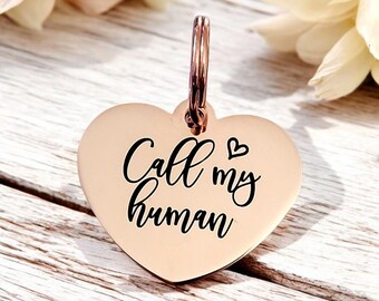 Heart shaped pet ID tag, dog tag, collar tag, cat tag, various colours & fonts, engraved. FREE shipping